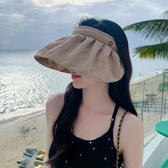 Embossed Visor Hat Wide Brim Shell Sun Hat UV Protection
