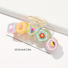 Cartoon Flowers Mahjong Hair Claw Clip Girls Hair Accessories