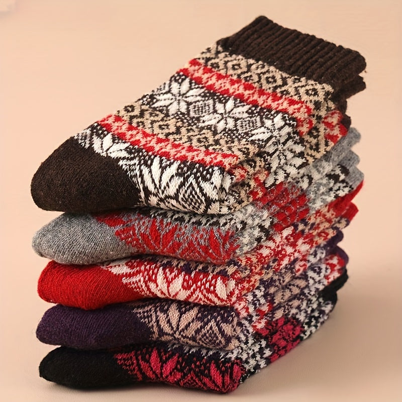 Men's Ethnic Striped Crew Socks Warm Thermal Breathable Casual Socks