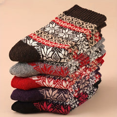 Men's Ethnic Striped Crew Socks Warm Thermal Breathable Casual Socks