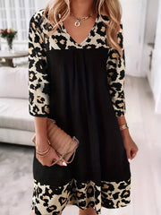 Casual Dress Women's Plus Colorblock Leopard Print Dress