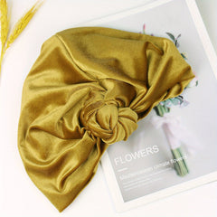 Solid Velvet Turban Cap Head Wrap Elastic Hijab Bonnet Chemo Hats