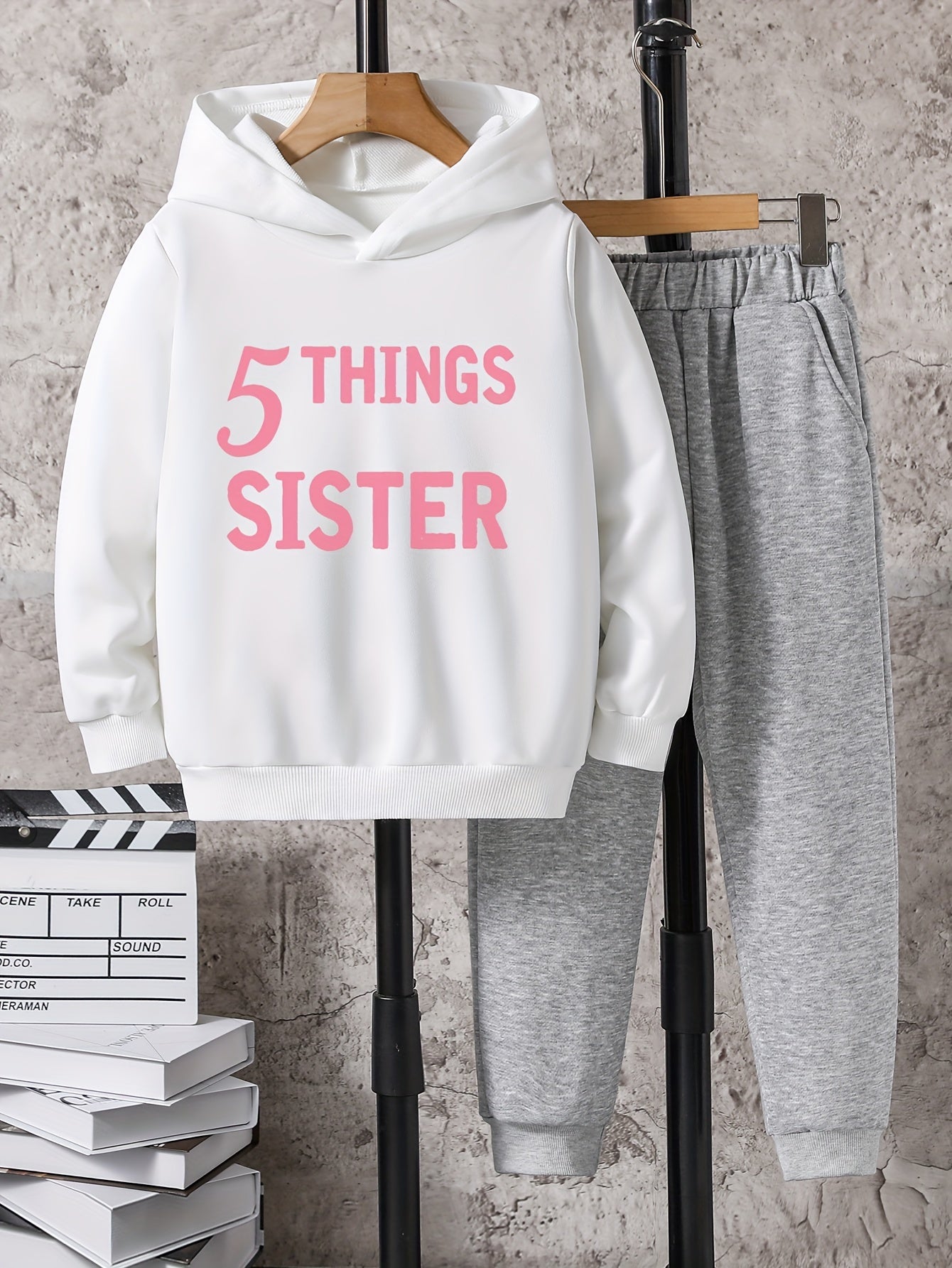2pcs Boys Hoodie Sweatshirt & Sweatpants Set Kids Casual Outdoor Clothes