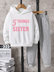 2pcs Boys Hoodie Sweatshirt & Sweatpants Set Kids Casual Outdoor Clothes