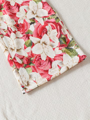 Girls Bow Floral Print Ruffle Sleeve Rompers