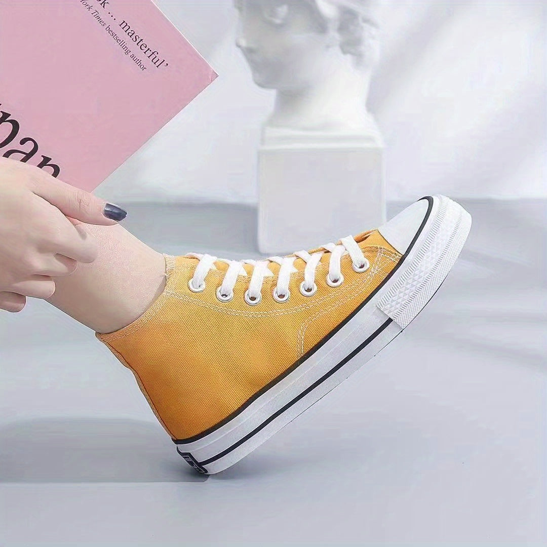 High Top Canvas Sneakers Lace Up Comfortable Shoes