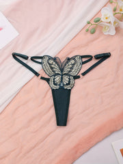 Sexy Butterfly Embroidery Thongs Low Waist Panties