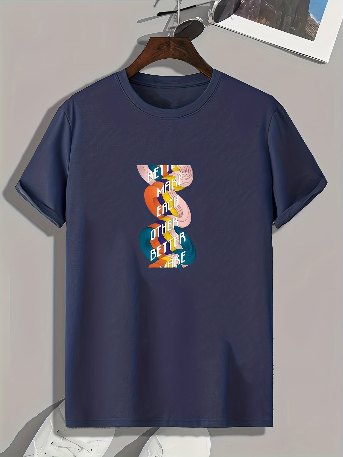 Men's Letters Print Graphic Tee for Summer