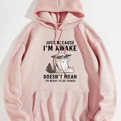 Graphic Print Kangaroo Pocket Hoodie Long Sleeve Hoodies