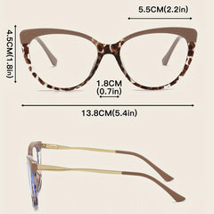 Leopard Cat Eye Retro Glasses with Metal Temple