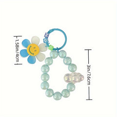 Colorful Flower Pendant Keychain Bracelet Beaded Keychain