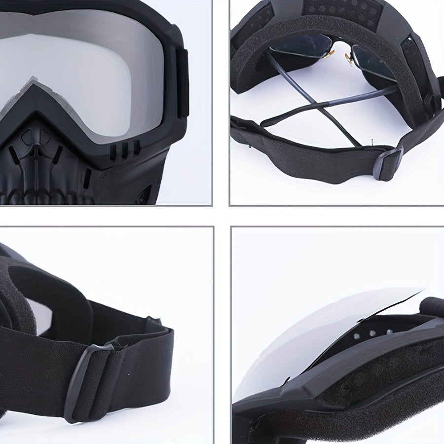 Detachable Skull Goggle Mask Protective Glasses Adjustable Face Shield