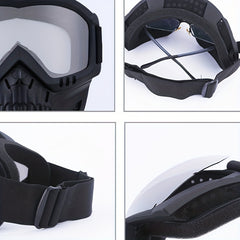 Detachable Skull Goggle Mask Protective Glasses Adjustable Face Shield