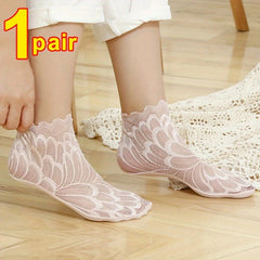 Floral Lace Mesh Socks Short Stockings Women's Hosiery