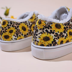 Women's Daisy Print Flat Shoes Lace Up Lightweight Non slip Shoes