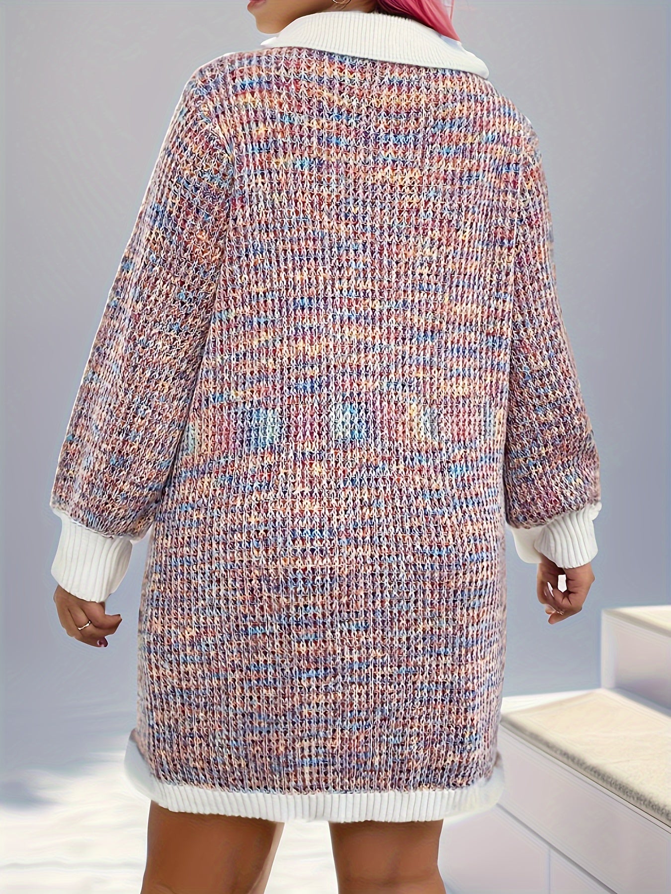 Space Dye Contrast Trim Sweater Dress