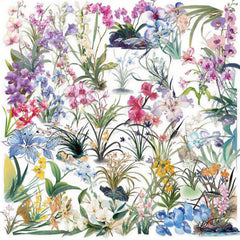 50pcs Transparent Floral Stickers Waterproof PET Vinyl Vibrant Mixed Decals