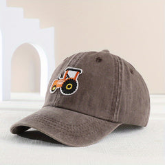 Boys Retro Tractor Washed Baseball Cap Adjustable Sun Hat