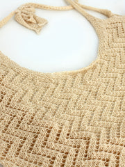 Khaki Eyelet Hollow Cover Up Dress Beach Swimwear