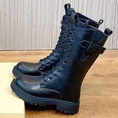 Girls High Top Winter Boots Leather Side Zipper Kids Shoes