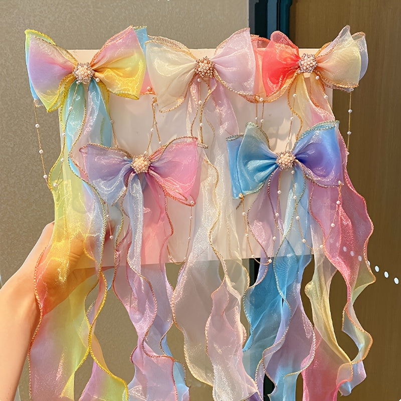 Cartoon Bow Hair Clip Big Ribbon Adult Gradient Braided Hair Extensions Wig