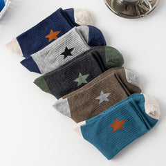 5 Pairs Star Pattern Socks Mid Tube Stockings
