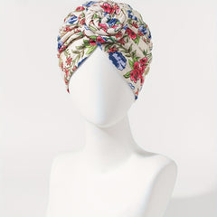 Flower Print Turban Beanie Pre Tied Head Wrap Women Chemo Cap