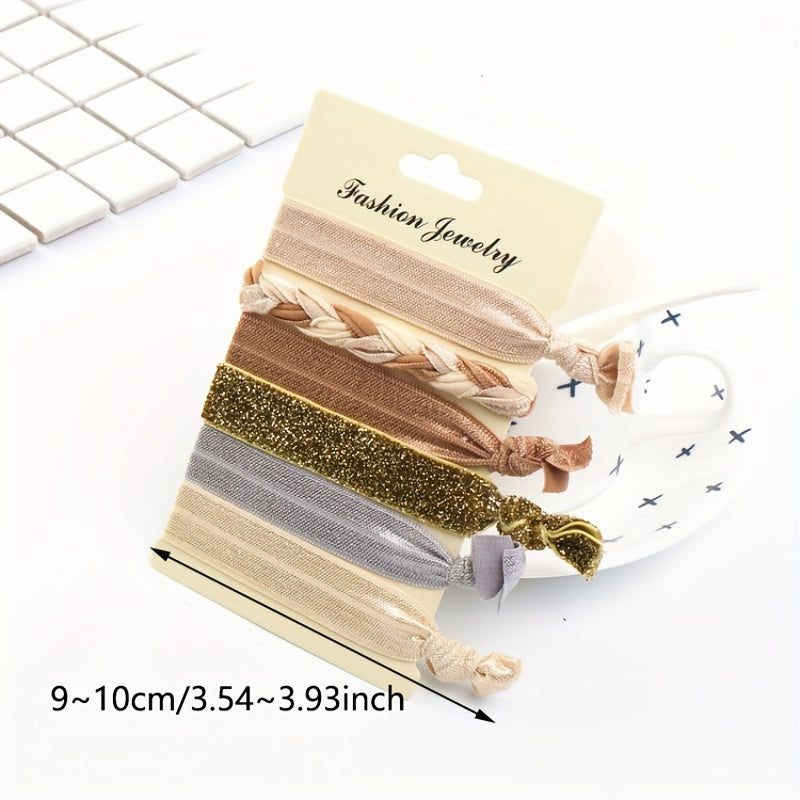 4pcs Knotted Hair Tie Wide Hair Ring Elastic Ponytail Holder Hair Tie Bracelet