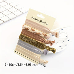 4pcs Knotted Hair Tie Wide Hair Ring Elastic Ponytail Holder Hair Tie Bracelet