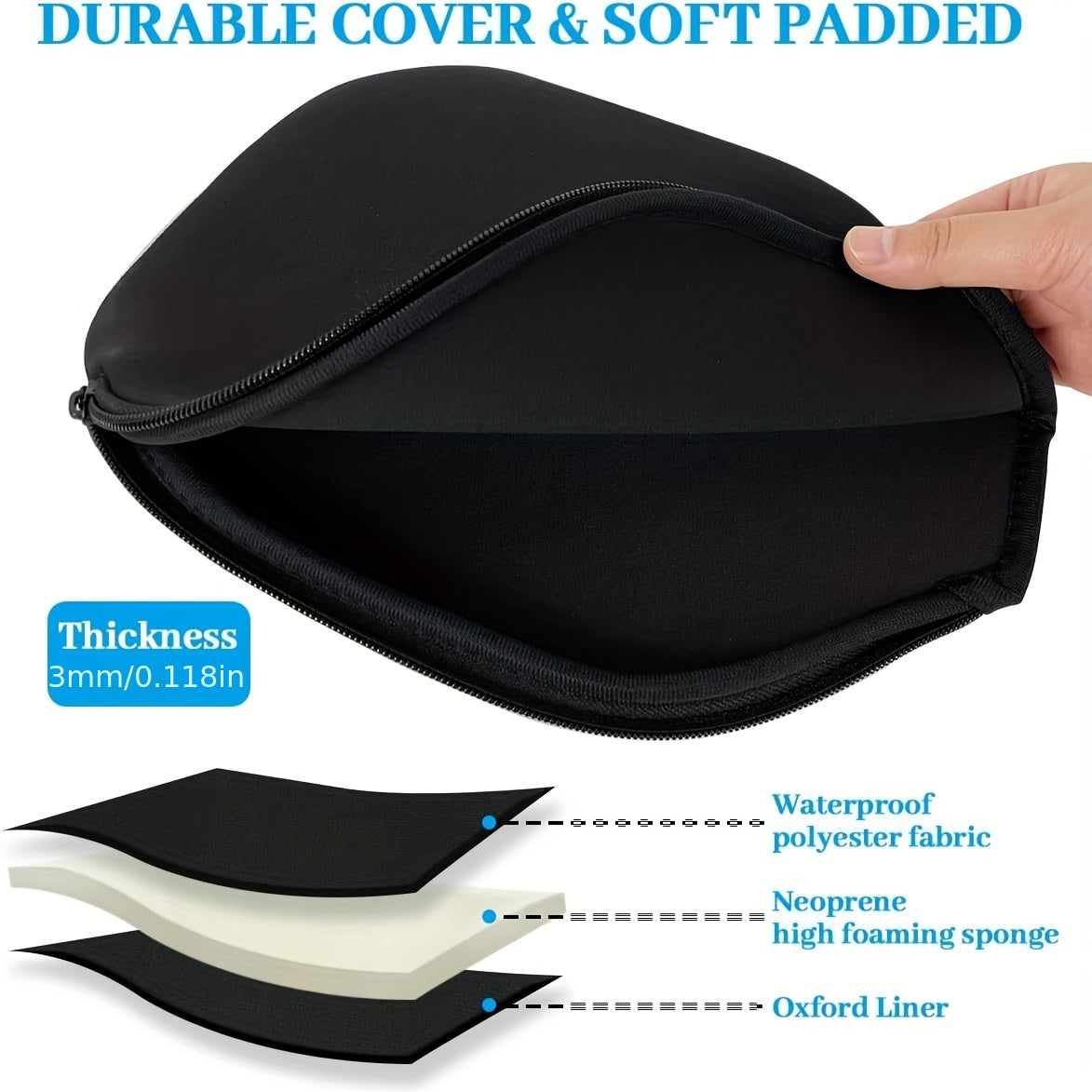 2pcs Pickleball Paddle Cover Neoprene Protective Bag