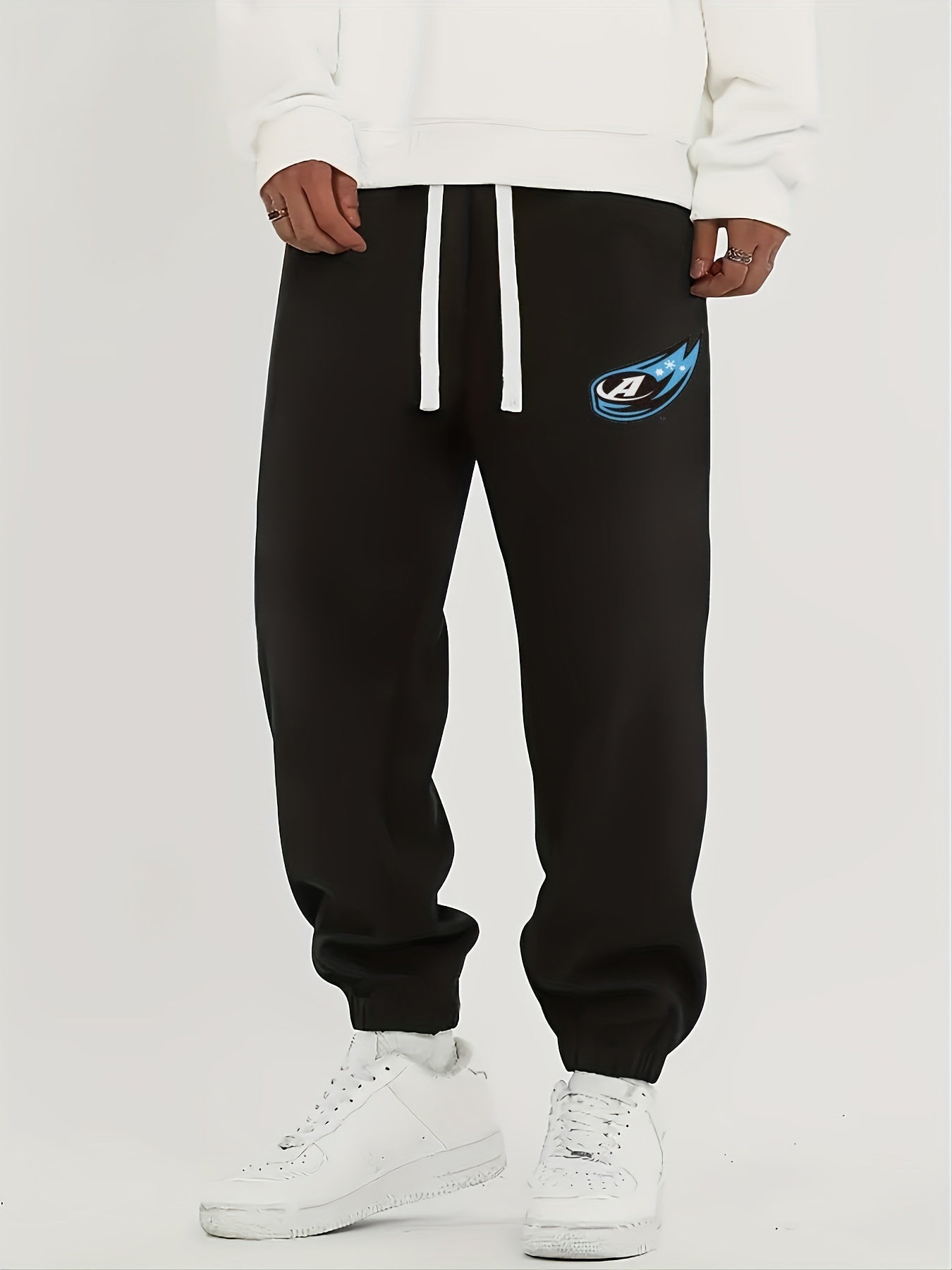 Christian Cross Print Drawstring Sweatpants Loose Fit Casual Joggers
