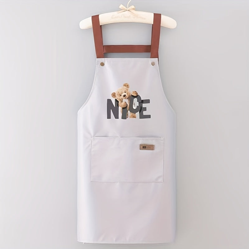 Bear Pattern Kitchen Waterproof Proof Apron Men's And Women's Waist Apron