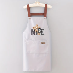 Bear Pattern Kitchen Waterproof Proof Apron Men's And Women's Waist Apron