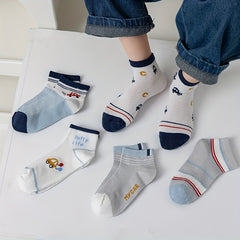Cartoon Car Knit Crew Socks for Boys