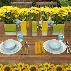 Rustic Sunflower Wood Grain Tablecloth Vintage Table Covers