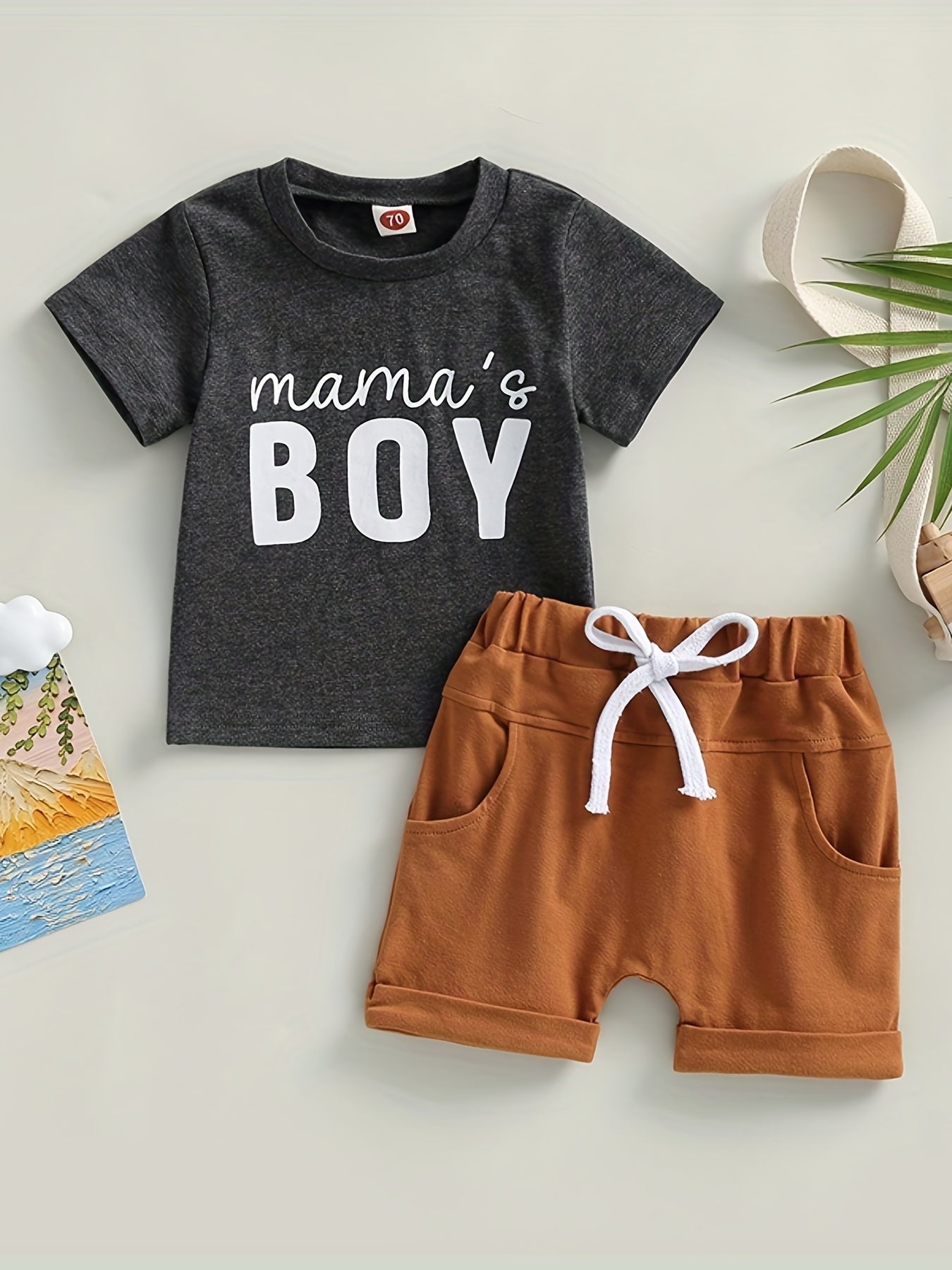 Boys Mama's Boy Graphic T shirt & Shorts Toddler Baby 2pcs Set