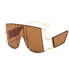 Oversized Square Sunglasses Women Big Frame Rimless Vintage Shield UV400