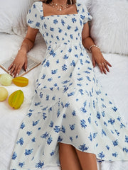Floral Print Square Neck Dress Women's Clothing