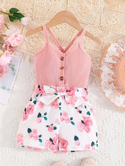 Toddler Girls Sleeveless Floral Rompers Jumpsuits for Beach Vacation