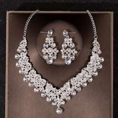 Baroque Crystal Bridal Head Piece Earrings Necklace Set Wedding Jewelry