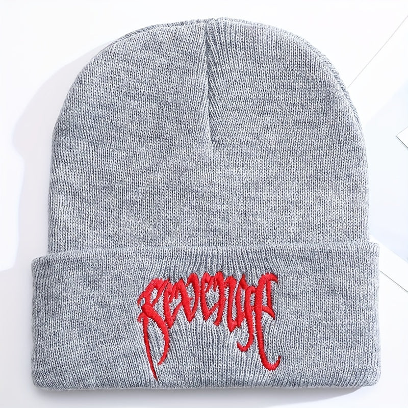 Men's Knit Beanie Hat Ski Cap Embroidered Warm Winter Hat
