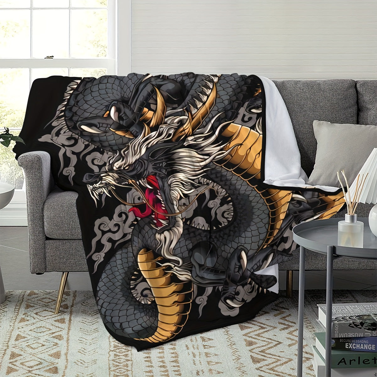 Dragon Printed Throw Blanket For Home & Travel