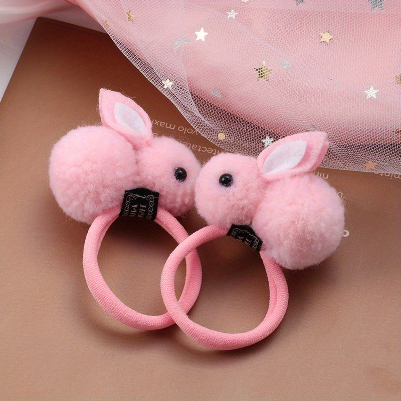 Girls Easter Plush Rabbit Hair Tie Stretch Rubber Bands Hair Rope