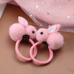 Girls Easter Plush Rabbit Hair Tie Stretch Rubber Bands Hair Rope