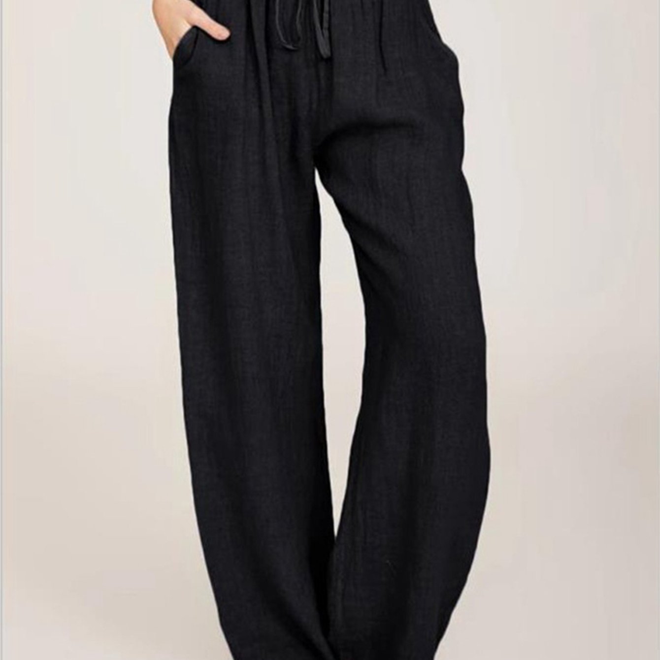 Drawstring Wide Leg Pants Solid Palazzo Pants Women's Clothing