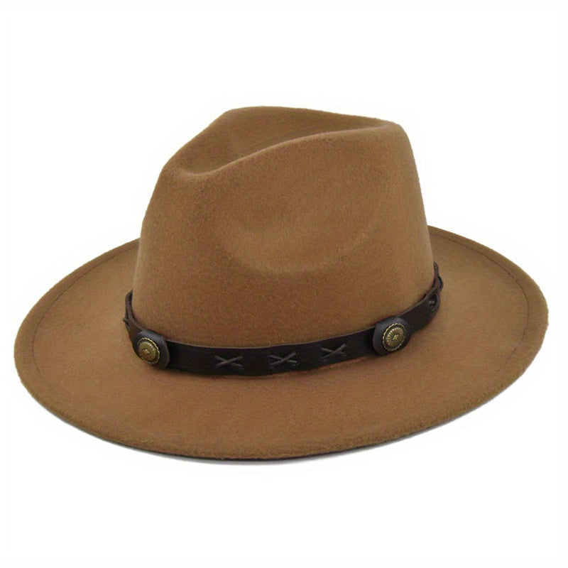 Men's Vintage Woolen Top Hat Flat Brim Felt Hat
