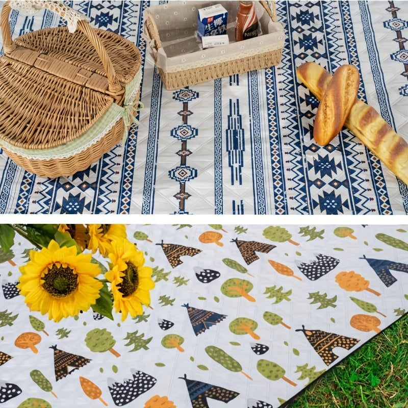 Waterproof 3 Layer Picnic Blanket 200 X 200 Boho Forest Print