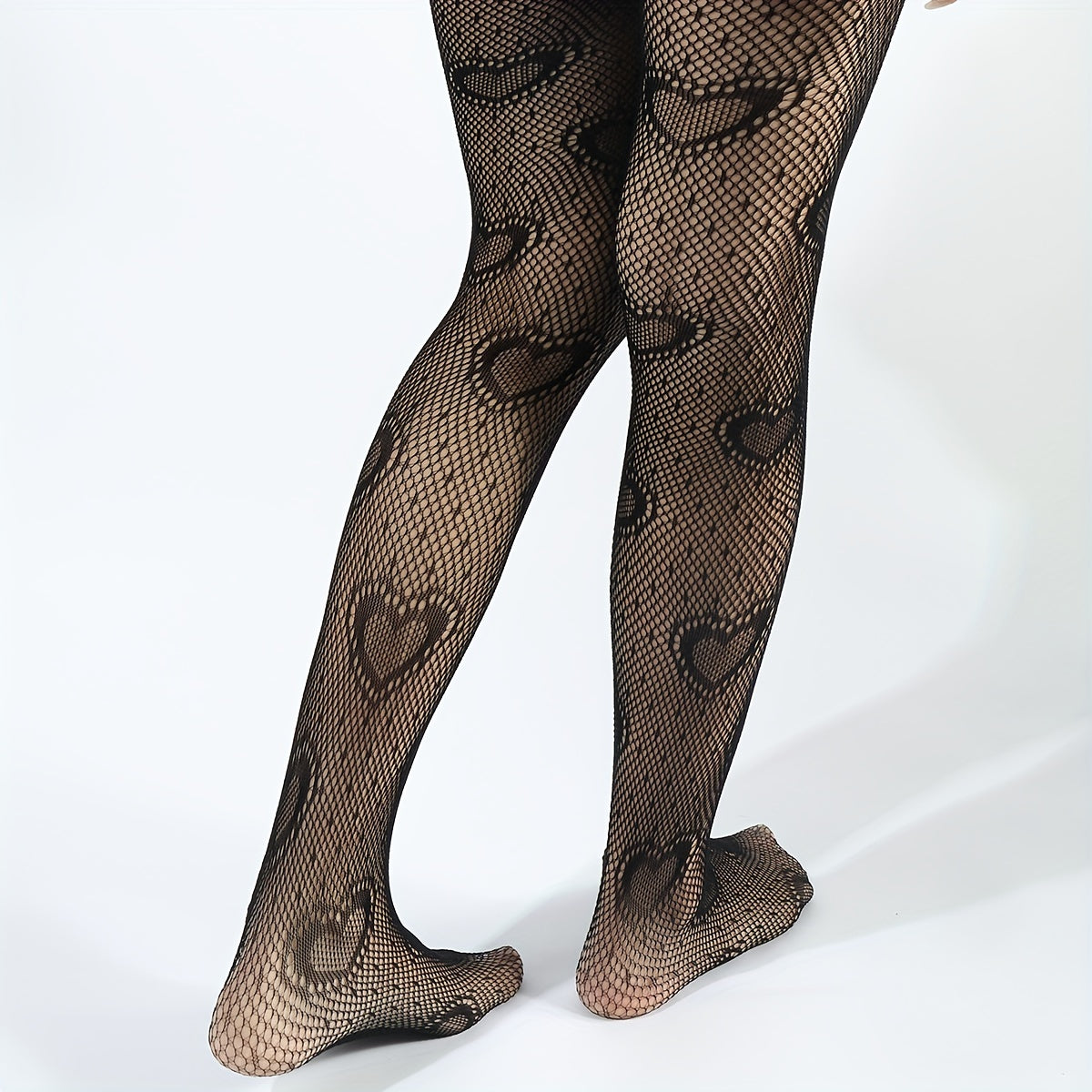Heart Pattern Fishnet Tights High Waist Mesh Pantyhose