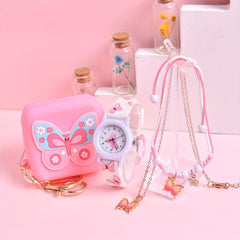Soft Silicone Butterfly Princess Girls' Watch & Coin Purse Gift Set