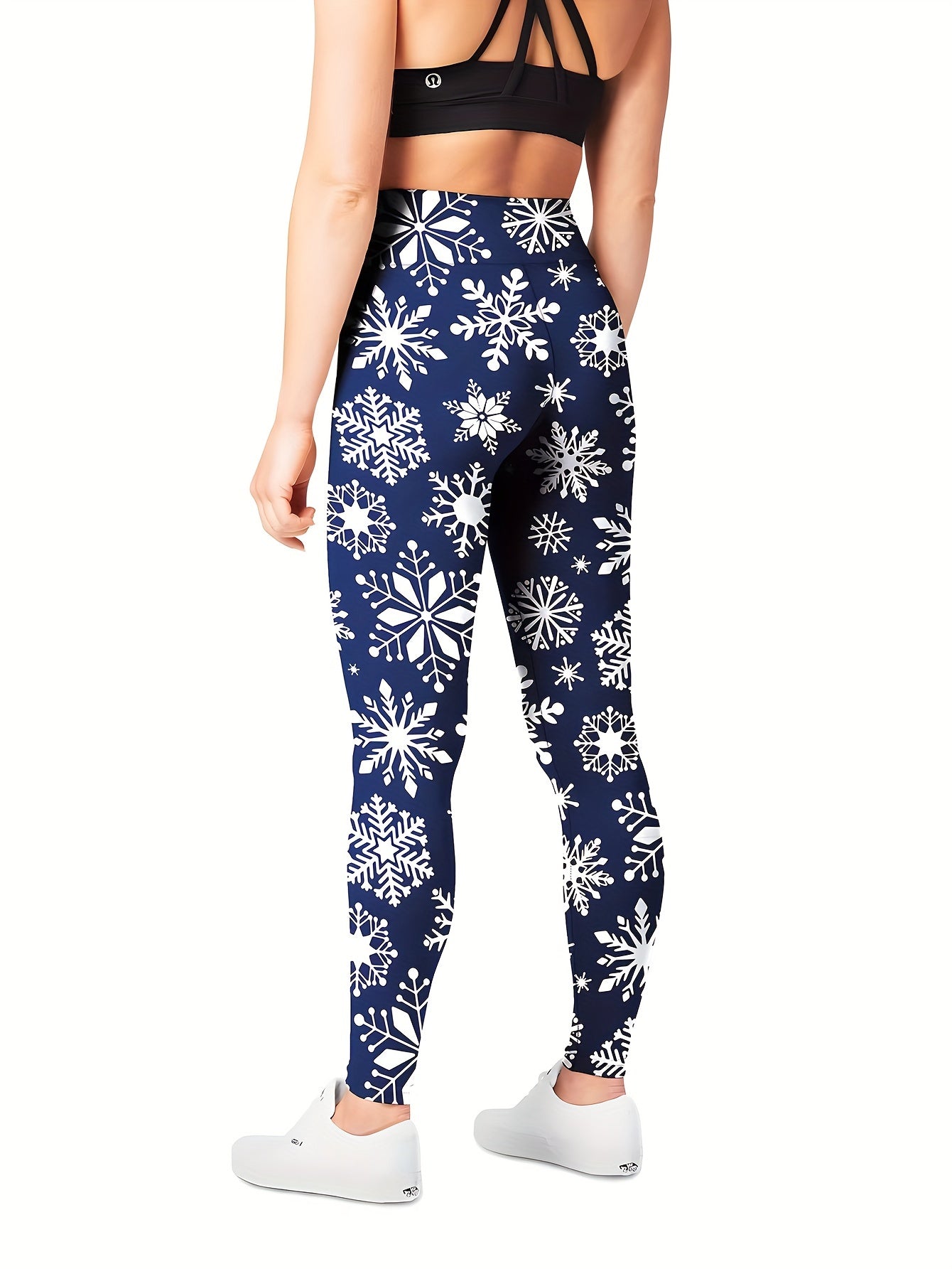 Christmas Snowflake Print Yoga Workout Pants High Stretch Leggings